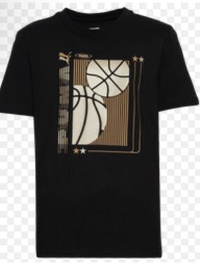 NWT Youth Puma Black Tee with Metallic Gold Graphic